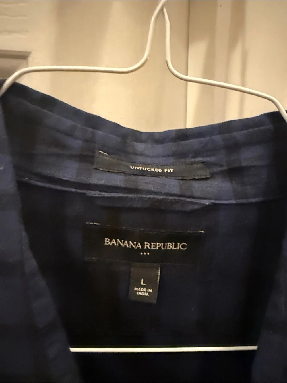 Banana Republic Dark Blue Plaid Button-Down Shirt